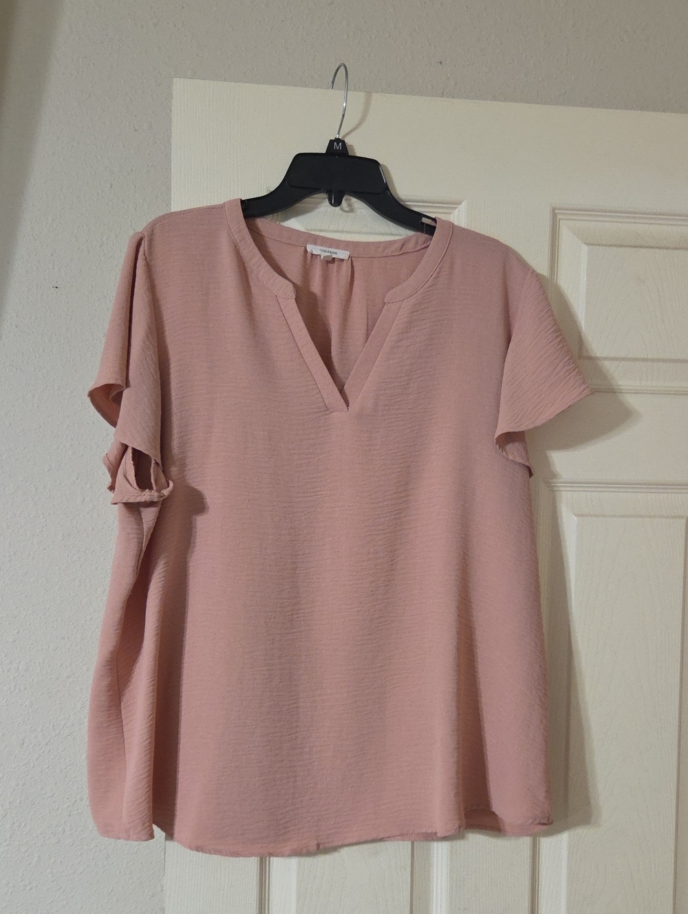 Maurices Dusty Rose V-Neck Short Flutter Sleeve Blouse 1X